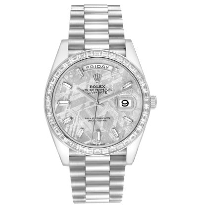 Rolex Day-date 40 President Platinum Meteorite Diamond Mens Watch 228396 Unworn
