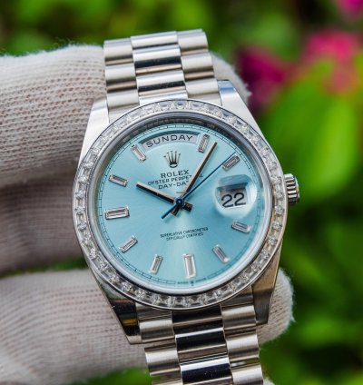 Rolex Day-date 40 Unworn 2022 Day-date 40mm Platinum With Baguette Bezel 228396tbr