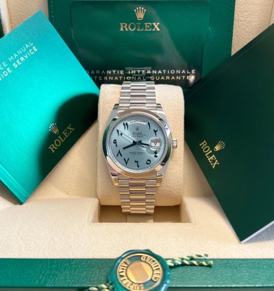 Rolex Day-date 40 Unworn Platinum Day-date Presidential Ice Blue Arabic Dial 228206
