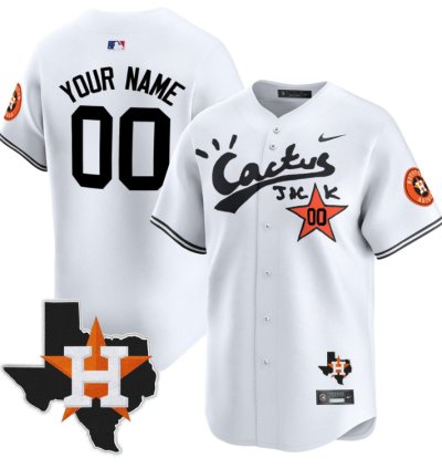 Custom Houston Astros Jersey Cactus Jack Houston Patch Customized Limited White