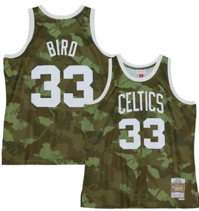 Larry Bird Boston Celtics Hardwood Classics 198586 Ghost Green Swingman Jersey - Camo