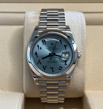 Rolex Day-date 40 Unworn Platinum Day-date Presidential Ice Blue Arabic Dial 228206