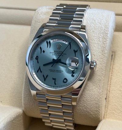 Rolex Day-date 40 Unworn Platinum Day-date Presidential Ice Blue Arabic Dial 228206