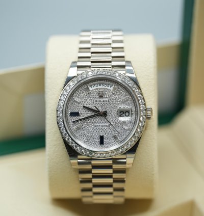 Rolex Day-date 40 White Gold Day-date 40 Pav Sapphire Baguette Diamond Dial 2023 Unworn 228349rbr