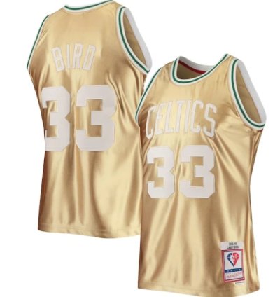 Larry Bird Boston Celtics 75th Anniversary 198586 Hardwood Classics Swingman Jersey - Gold