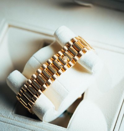 Rolex Day-date 40 With Pave Diamond Dial With 2 Ruby Baguettes 18k Yellow Gold