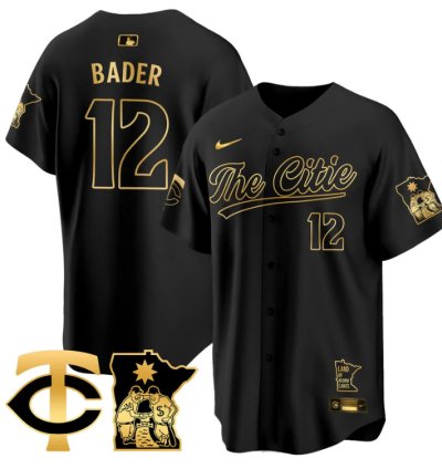 Harrison Bader Jersey 12 Minnesota Twins 2025 City Connect Concept Stitched Black Gold
