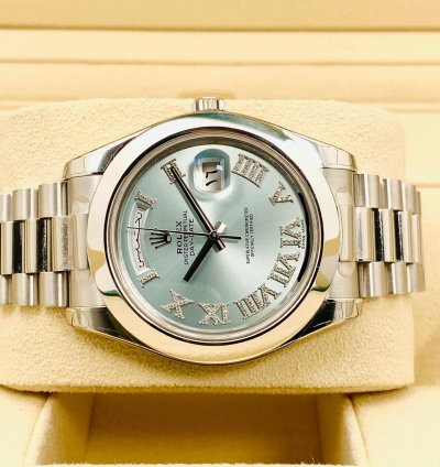 Rolex Day-date Ii 218206 Barcode Stickers Diamond Roman Index Arabic Date