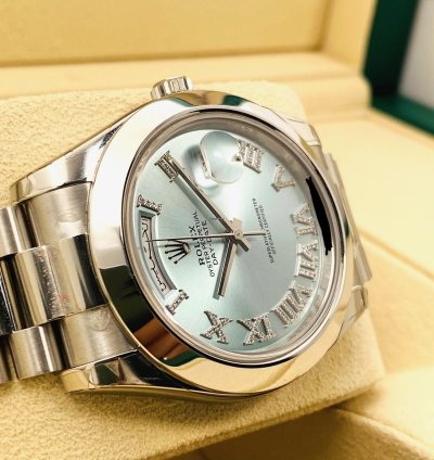 Rolex Day-date Ii 218206 Barcode Stickers Diamond Roman Index Arabic Date