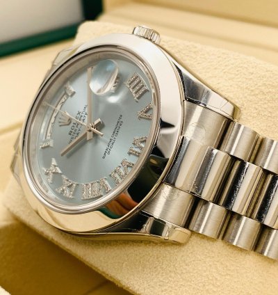 Rolex Day-date Ii 218206 Barcode Stickers Diamond Roman Index Arabic Date