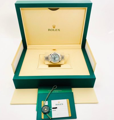 Rolex Day-date Ii 218206 Barcode Stickers Diamond Roman Index Arabic Date