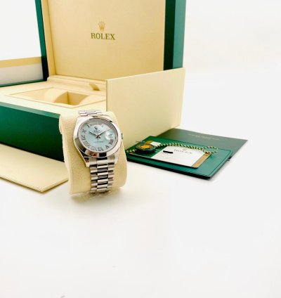 Rolex Day-date Ii 218206 Full Stickers Barcode Diamond Index Arabic Day And Date