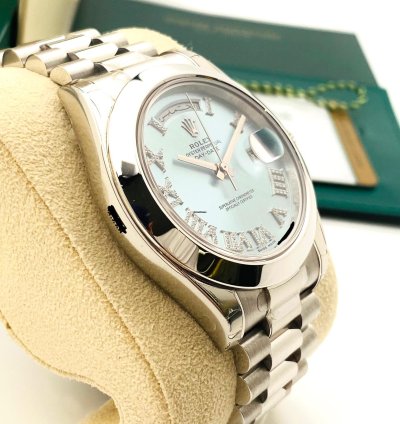 Rolex Day-date Ii 218206 Full Stickers Barcode Diamond Index Arabic Day And Date