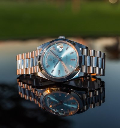 Rolex Day-date Ii 40mm - Ice Blue Dial - Smooth Bezel