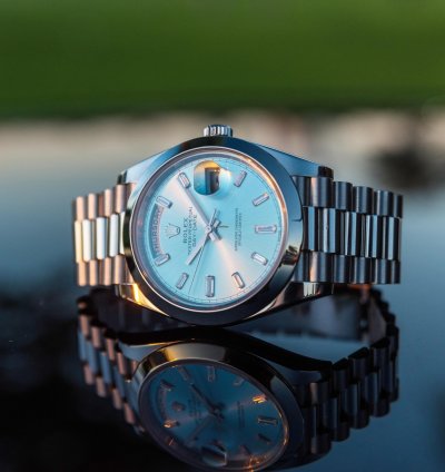 Rolex Day-date Ii 40mm - Ice Blue Dial - Smooth Bezel