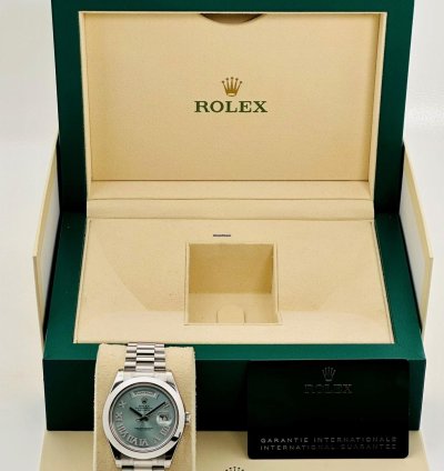 Rolex Day-date Ii 41mm 218206 Ice Blue Dial Roman Diamond Index Arabic Day And Date
