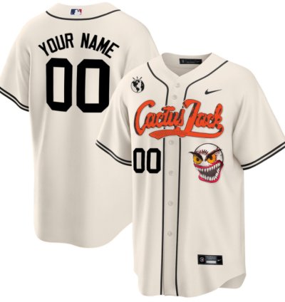 Houston Astros Cactus Jack Men Jersey Customized - Cream