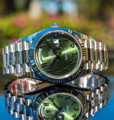 Rolex Day-date Unworn 2022 Day-date Green Arabic Fluted 228236