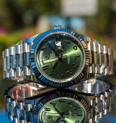 Rolex Day-date Unworn 2022 Day-date Green Arabic Fluted 228236
