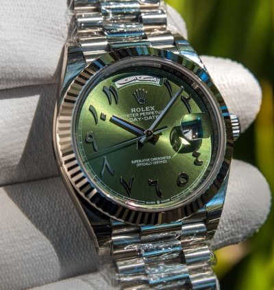 Rolex Day-date Unworn 2022 Day-date Green Arabic Fluted 228236