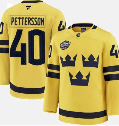 Elias Petterssonjersey 40 Sweden Yellow 2025 4 Nations Face-off Stitched