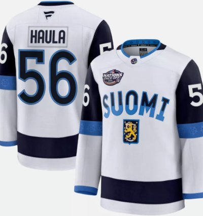 Erik Haula Jersey 56 Finland White 2025 4 Nations Face-off Stitched
