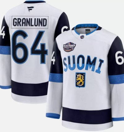 Mikael Granlund Jersey 64 Finland White 2025 4 Nations Face-off Stitched