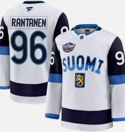 Mikko Rantanen Jersey 96 Finland White 2025 4 Nations Face-off Stitched
