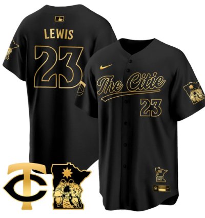 Royce Lewis Jersey 23 Minnesota Twins 2025 City Connect Concept Stitched Black Gold
