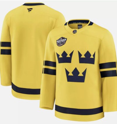No Name Jersey Sweden Yellow 2025 4 Nations Face-off Stitched