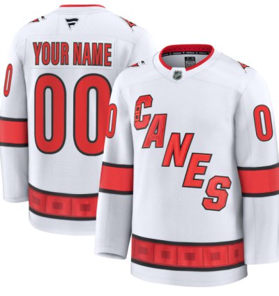 Custom Carolina Hurricanes Jersey Name And Number Premium All Stitched White