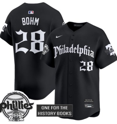 Alec Bohm Jersey 28 Phillies Retro Newspaper Edition Vapor Premier Limited Stitched Black
