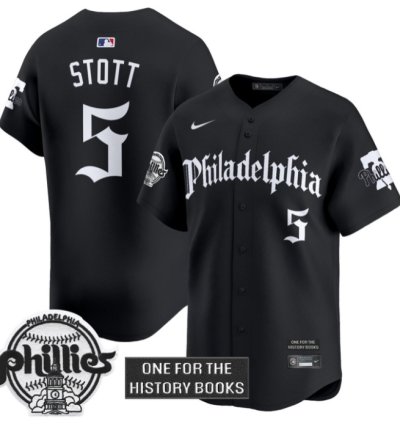 Bryson Stott Jersey 5 Phillies Retro Newspaper Edition Vapor Premier Limited Stitched Black