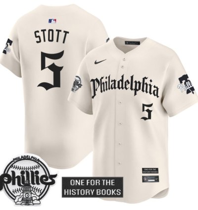 Bryson Stott Jersey 5 Phillies Retro Newspaper Edition Vapor Premier Limited Stitched Cream