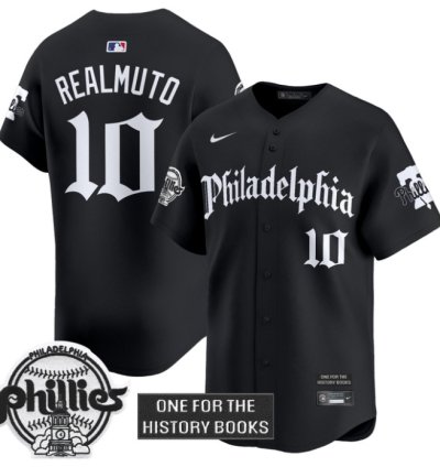 Jtrealmuto Jersey 10 Phillies Retro Newspaper Edition Vapor Premier Limited Stitched Black