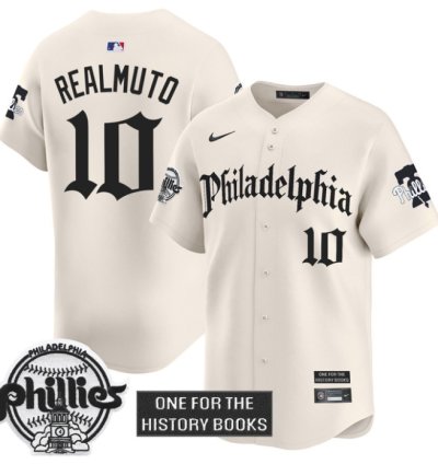 Jtrealmuto Jersey 10 Phillies Retro Newspaper Edition Vapor Premier Limited Stitched Cream