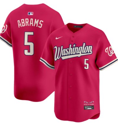 Cj Abrams Jersey 5 Washington Nationals Vapor Limited All Stitched Pink