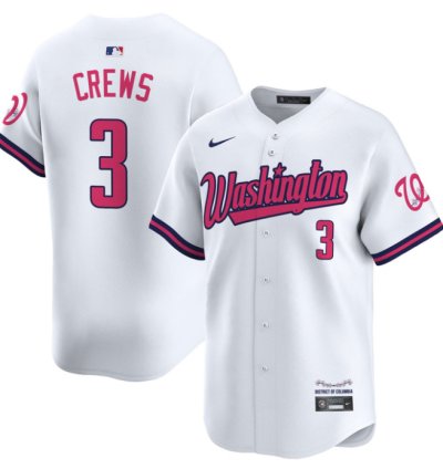 Dylan Crews Jersey 3 Washington Nationals Vapor Limited All Stitched White