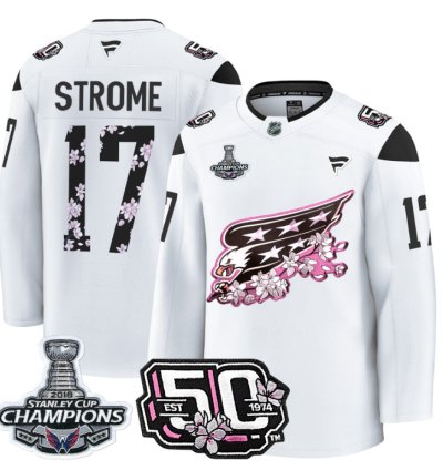 Dylan Strome Jersey 17 Washington Capitals 50th 2018 Stanley Cup Champions Patch White