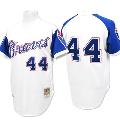 Atlanta Braves Hank Aaron White 1974 Throwback Pullover Jersey