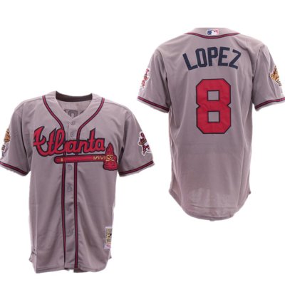Atlanta Braves Javier Lopez Gray 1995 Throwback Jersey
