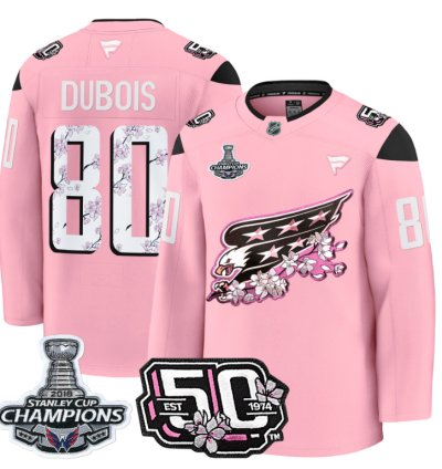 Pierre-luc Dubois Jersey 80 Washington Capitals 50th 2018 Stanley Cup Champions Cherry Blossom