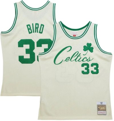 Larry Bird Boston Celtics Chainstitch Swingman Jersey - Cream