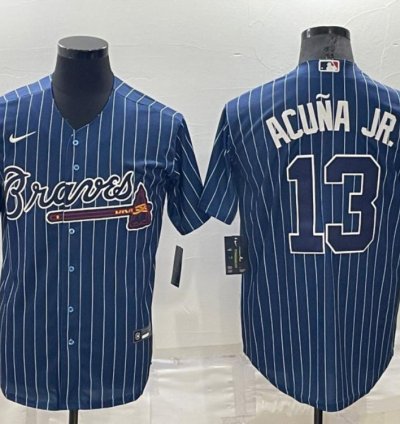 Atlanta Braves Ronald Acuna Jr Navy Throwback Jersey