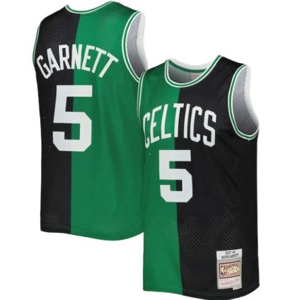 Kevin Garnett Boston Celtics Hardwood Classics 200708 Split Swingman Jersey - Blackkelly Green