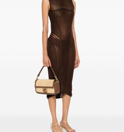 Fendi Baguette Macrame Detail Shoulder Bag