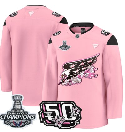 Team Jersey Washington Capitals 50th 2018 Stanley Cup Champions Patch Stitched Cherry Blossom