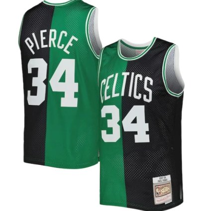 Paul Pierce Boston Celtics Hardwood Classics 200708 Split Swingman Jersey - Blackkelly Green