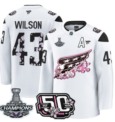 Tom Wilson Jersey 43 Washington Capitals 50th 2018 Stanley Cup Champions Patch White