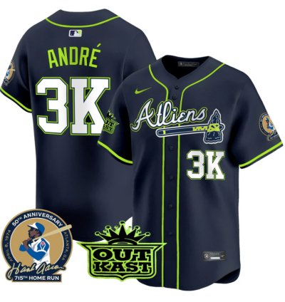André Jersey 3k Atlanta Braves Atliens Hank Aaron Patch Limited Stitched